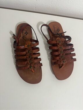 Patricia Nash Brown Leather Erba Gladiator Sandals Size 9